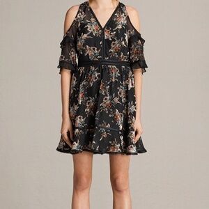 ALL SAINTS floral cold shoulder dress size 6